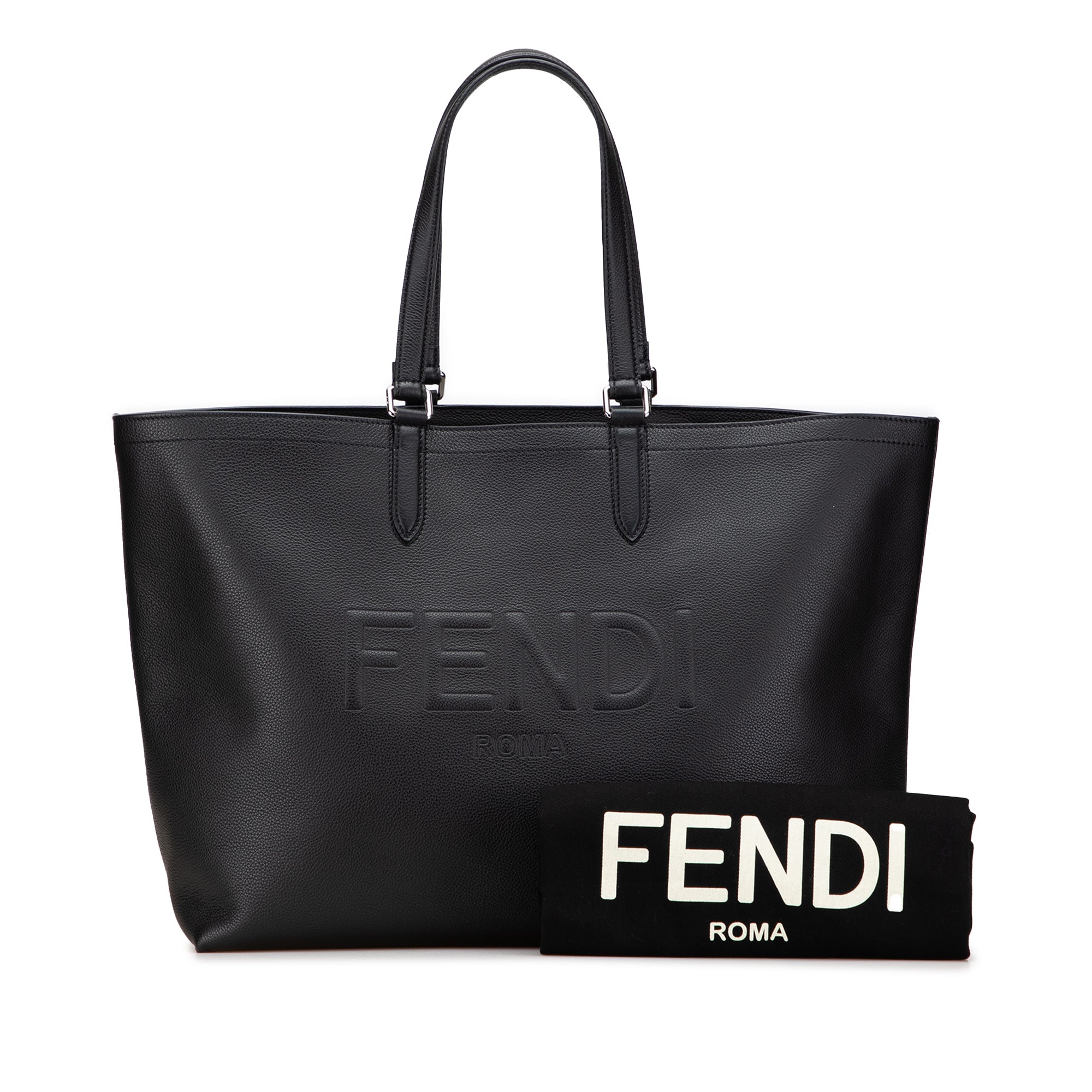 Embossed Leather Logo Tote