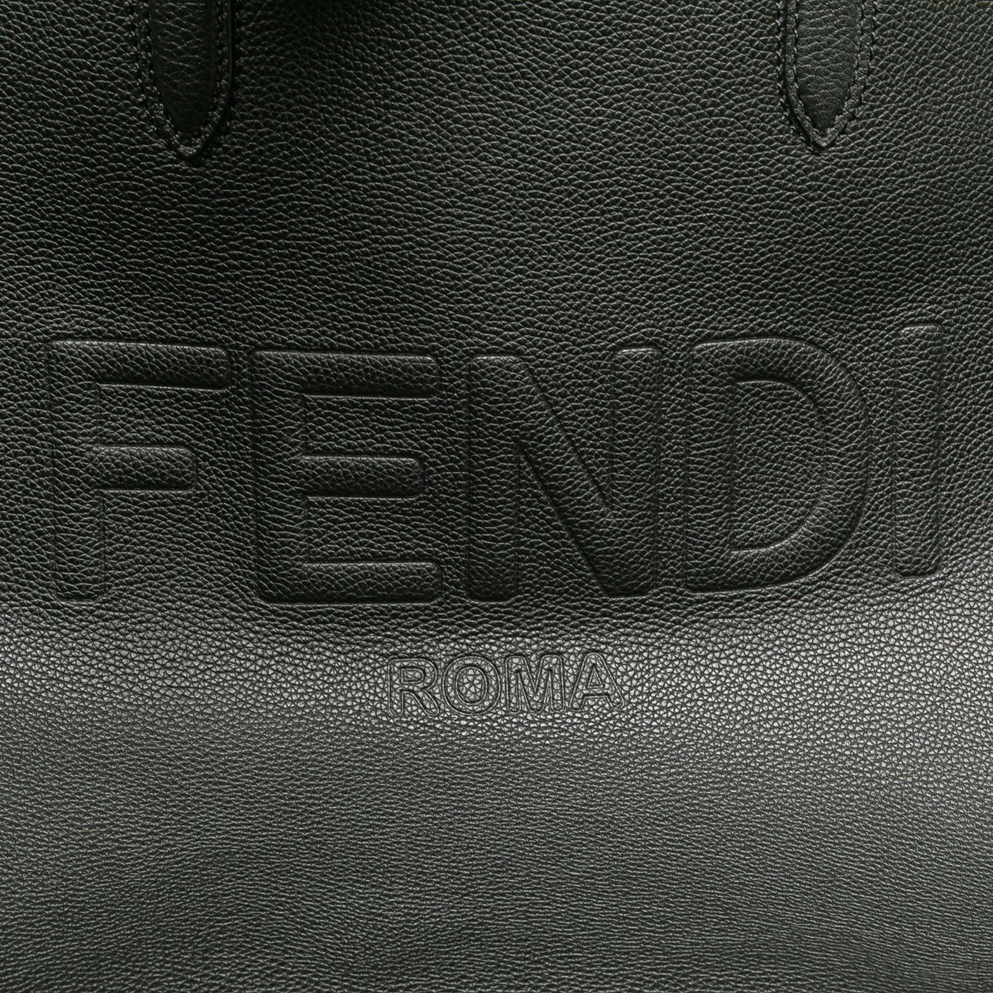 Embossed Leather Logo Tote
