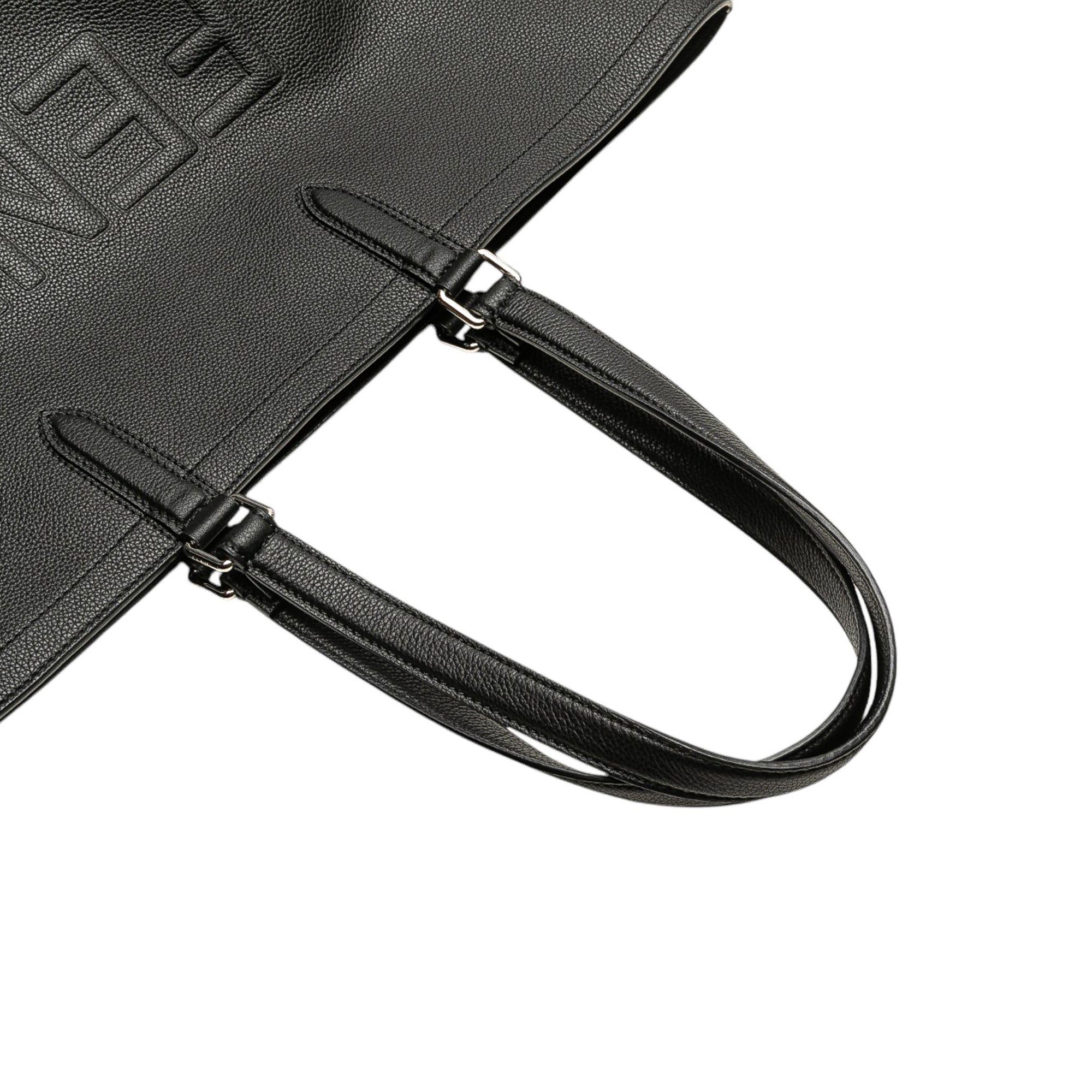 Embossed Leather Logo Tote