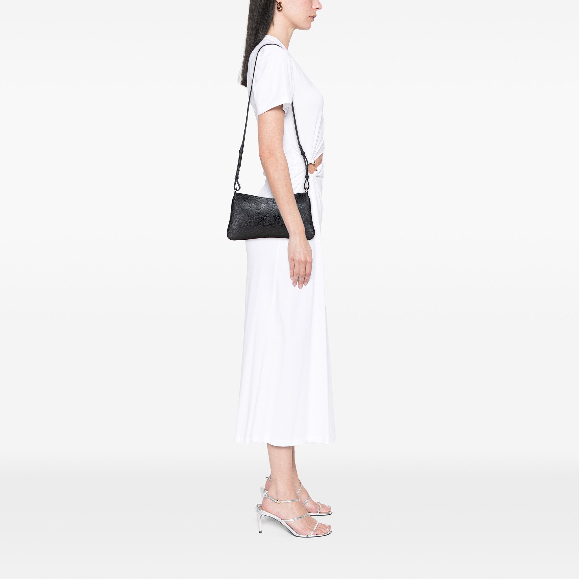 Medium GG Emblem Embossed Leather Shoulder Bag
