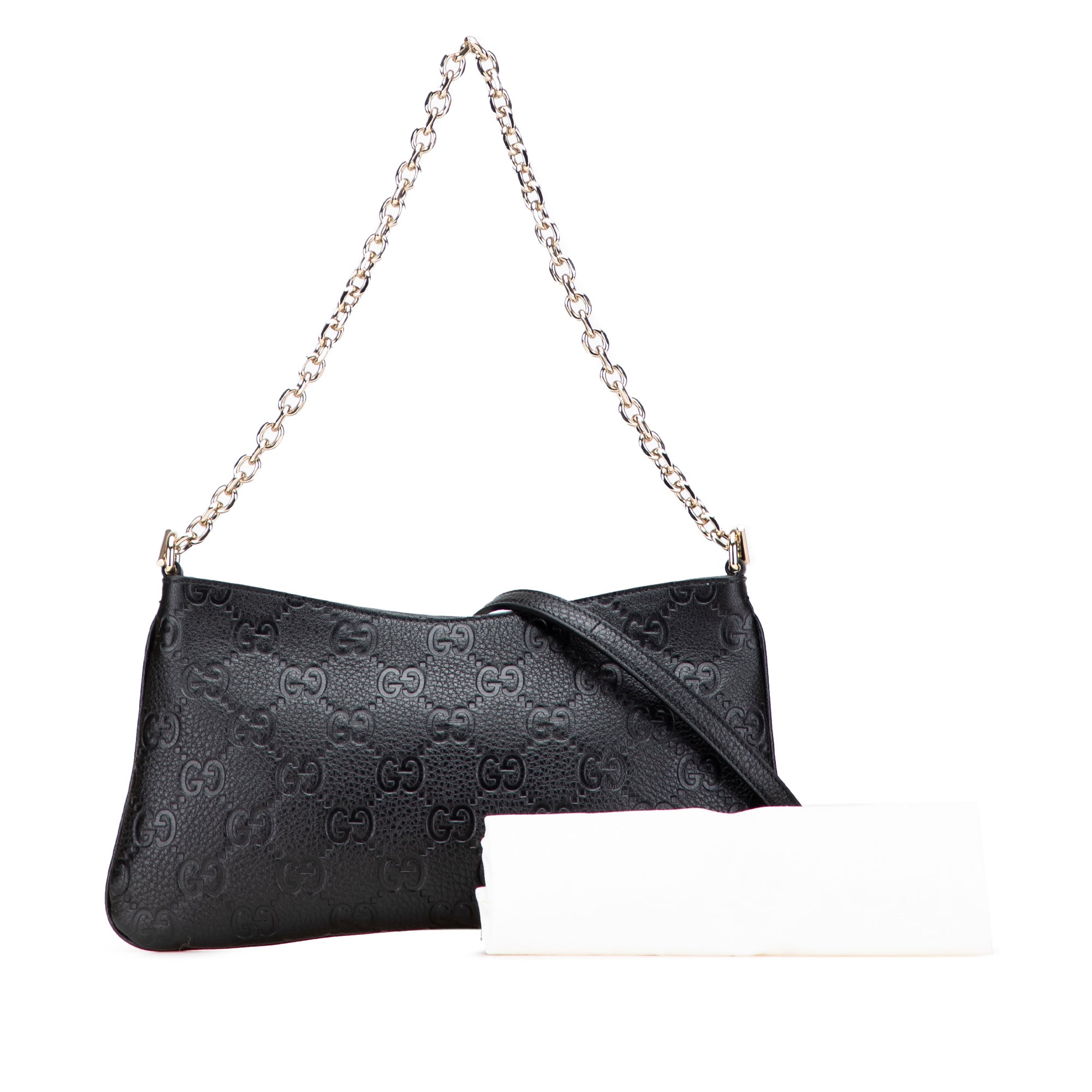 Gucci Medium GG Emblem Embossed Leather Shoulder Bag