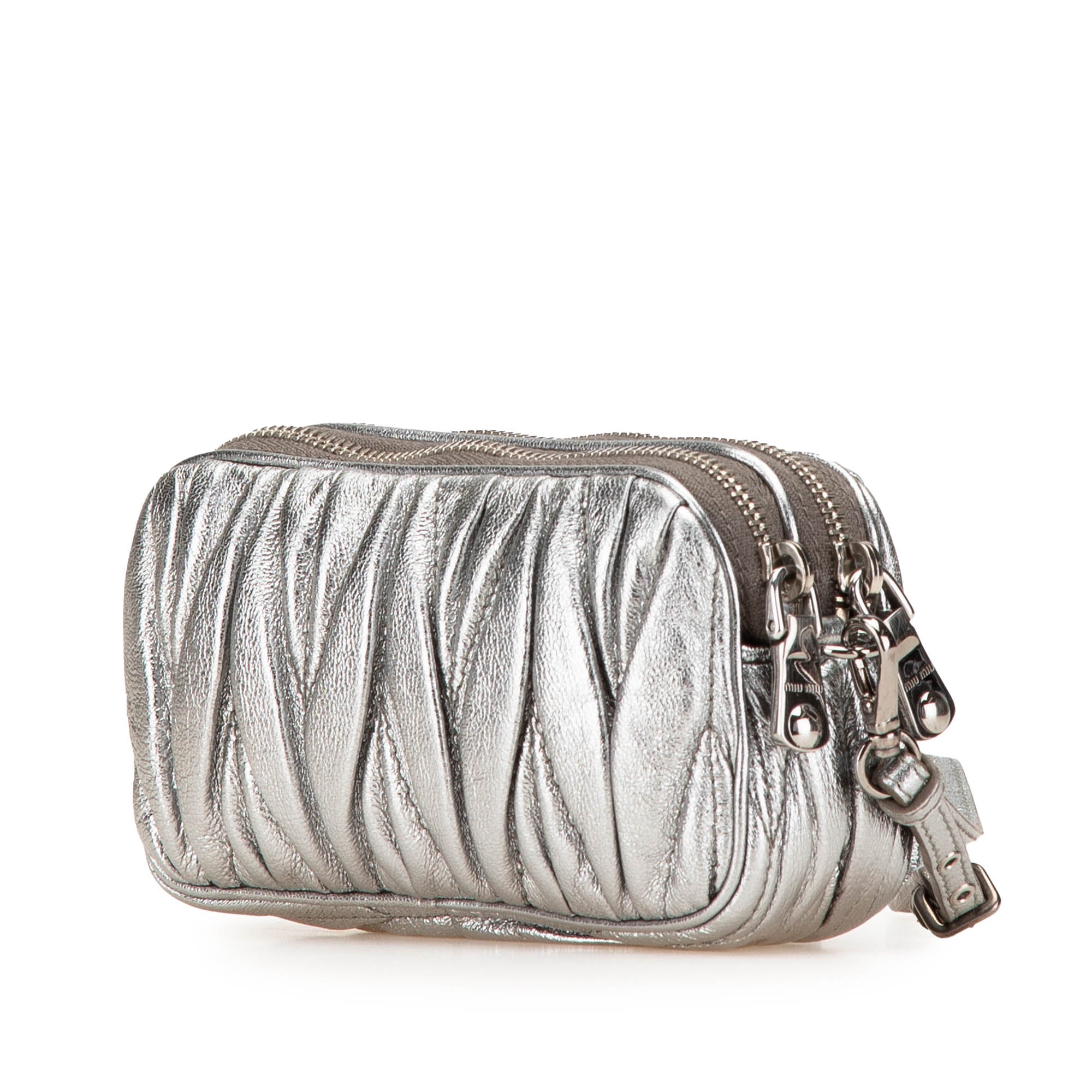 Nappa Matelasse Double Zip Clutch