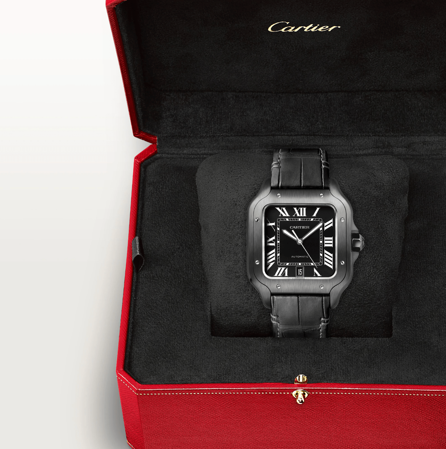 Cartier Santos de Cartier Large ADLC Black Dial Automatic Watch - The Boutique