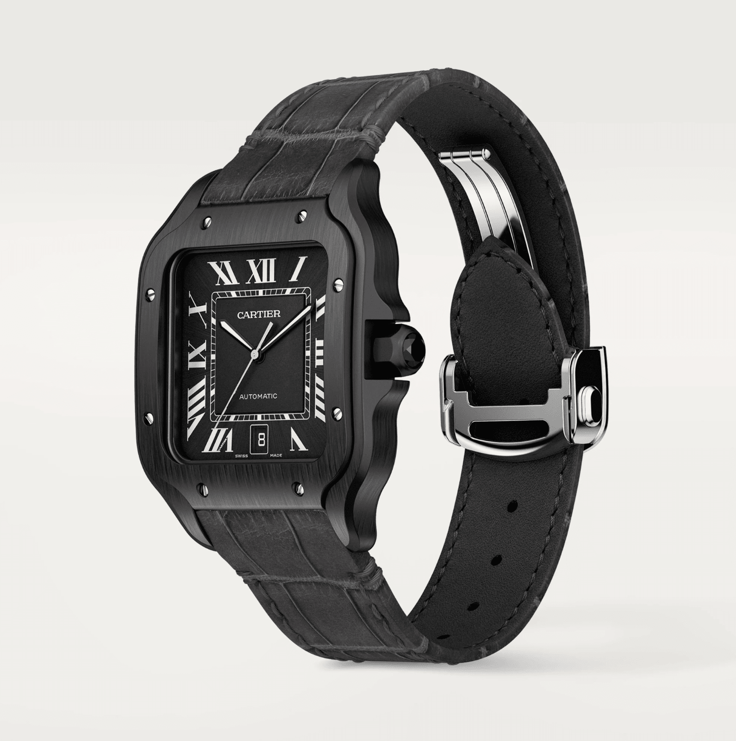 Cartier Santos de Cartier Large ADLC Black Dial Automatic Watch - The Boutique