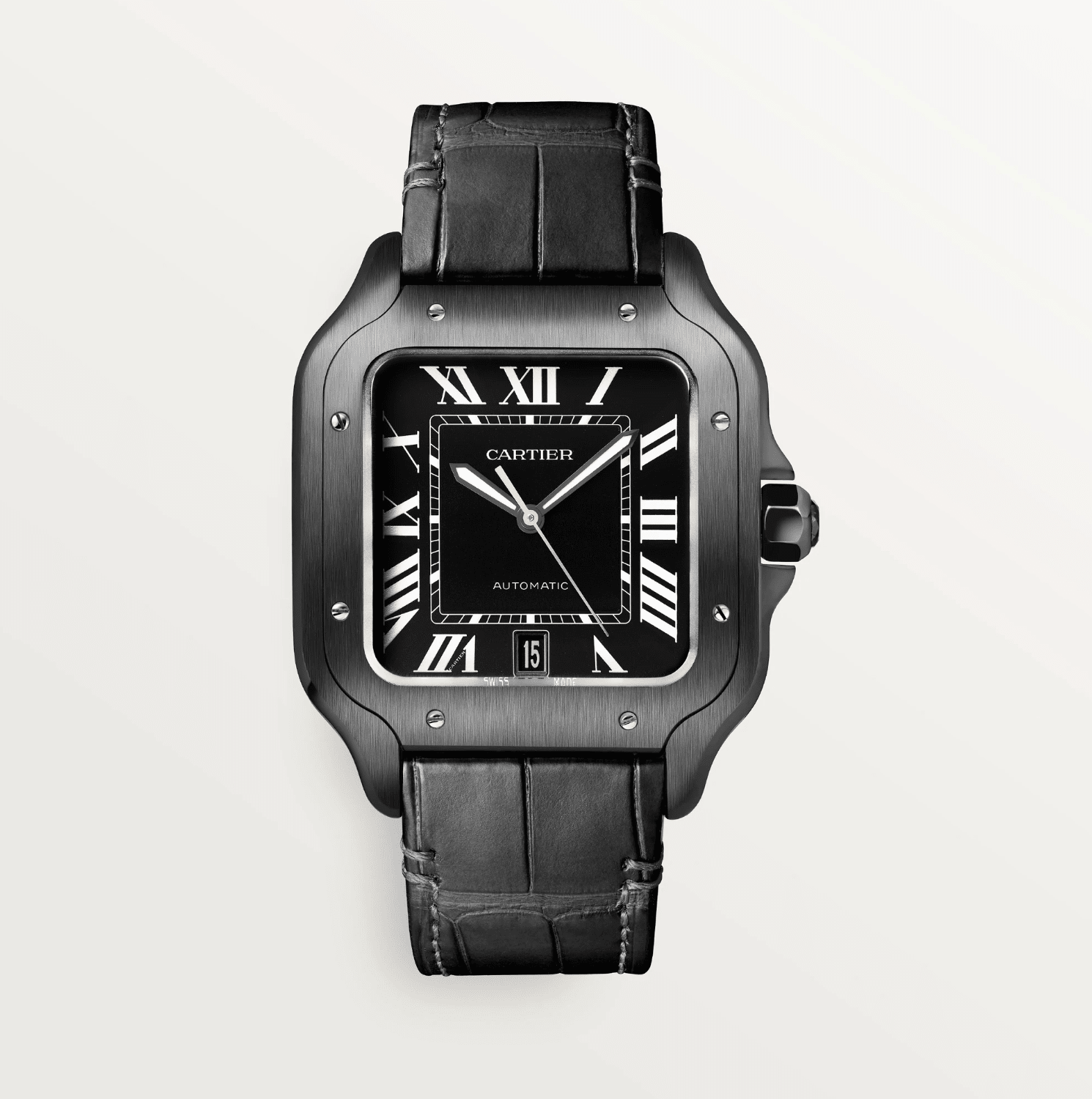 Cartier Santos de Cartier Large ADLC Black Dial Automatic Watch - The Boutique