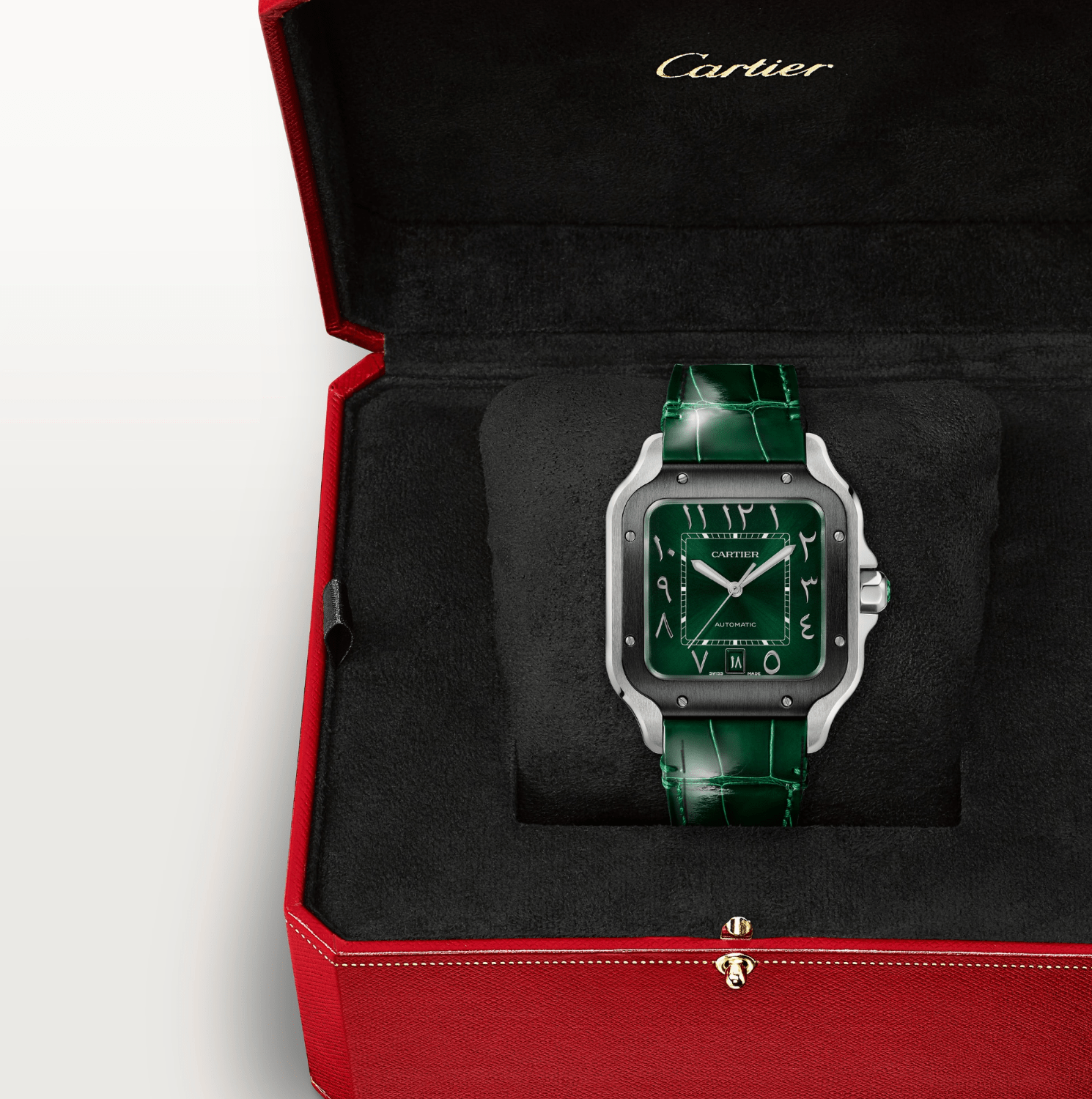 Cartier Santos de Cartier Large ADLC Green Dial Automatic Watch - The Boutique