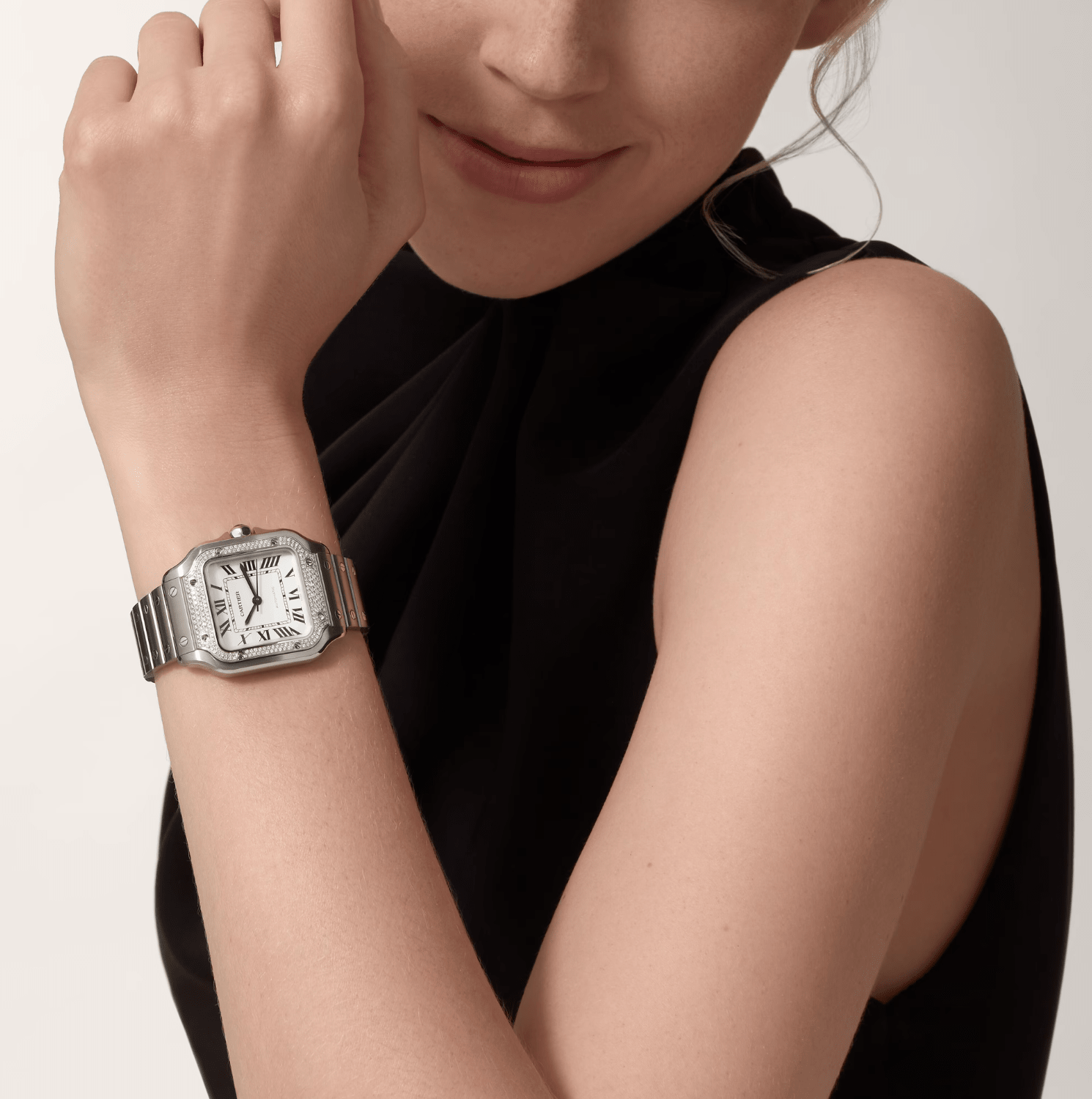 Cartier Santos de Cartier Medium Diamond Watch - The Boutique