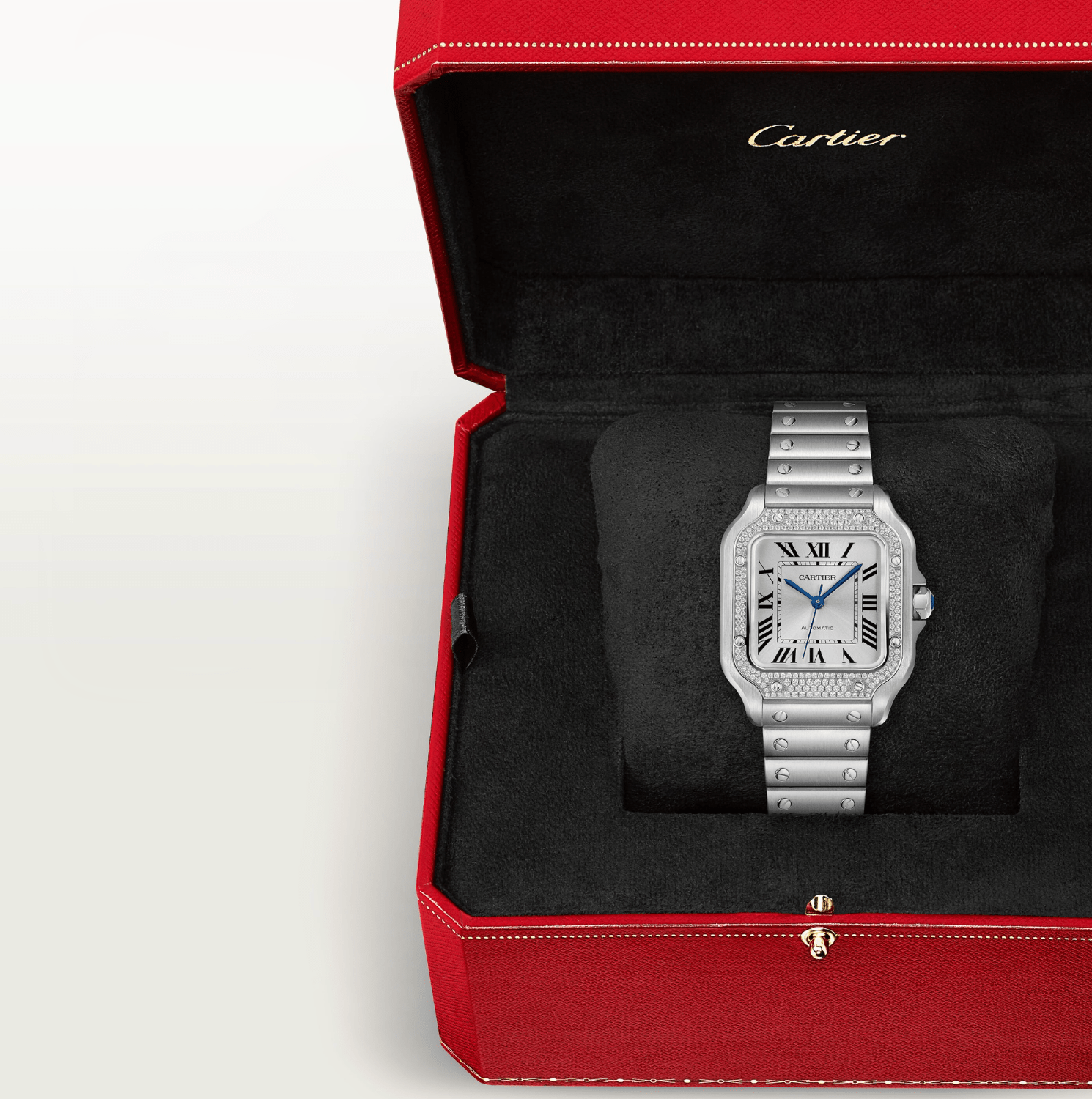 Cartier Santos de Cartier Medium Diamond Watch - The Boutique