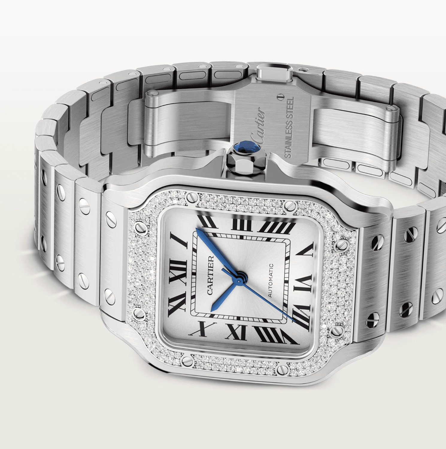 Cartier Santos de Cartier Medium Diamond Watch - The Boutique