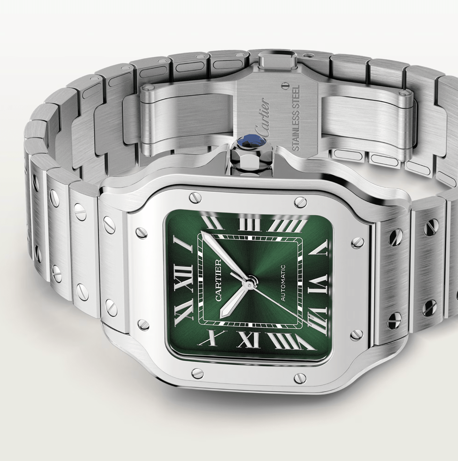 Cartier Santos de Cartier Medium Model Green Dial Automatic Watch - The Boutique