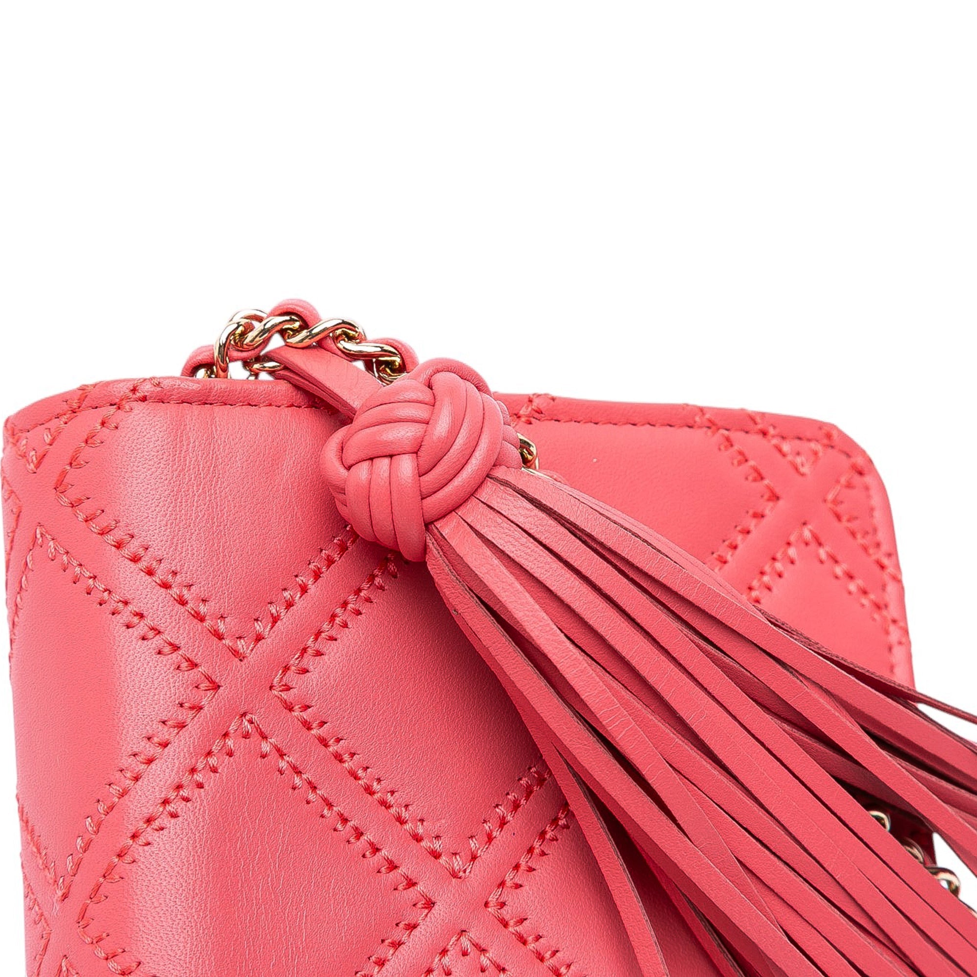 Chanel CC Quilted Lambskin Double Stitch Tassel Wallet On Chain - The Boutique