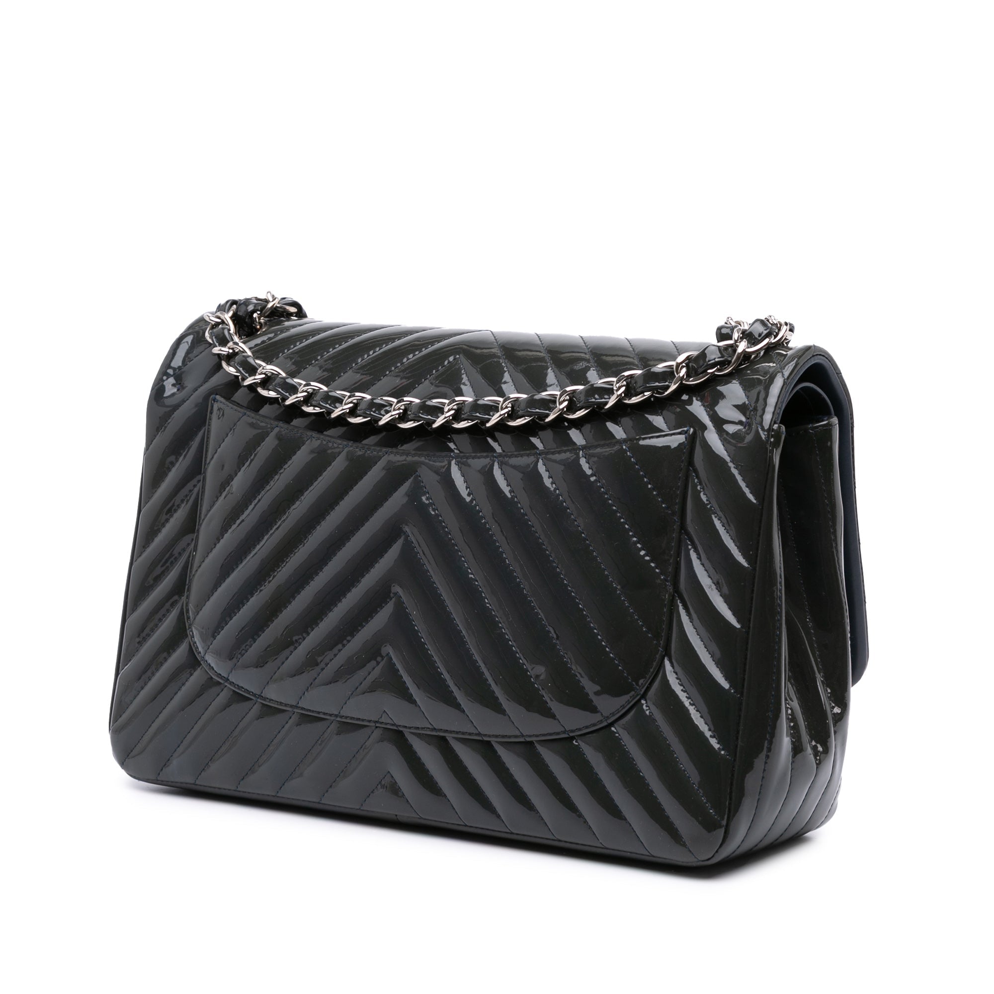 Chanel Jumbo Classic Chevron Patent Double Flap - The Boutique