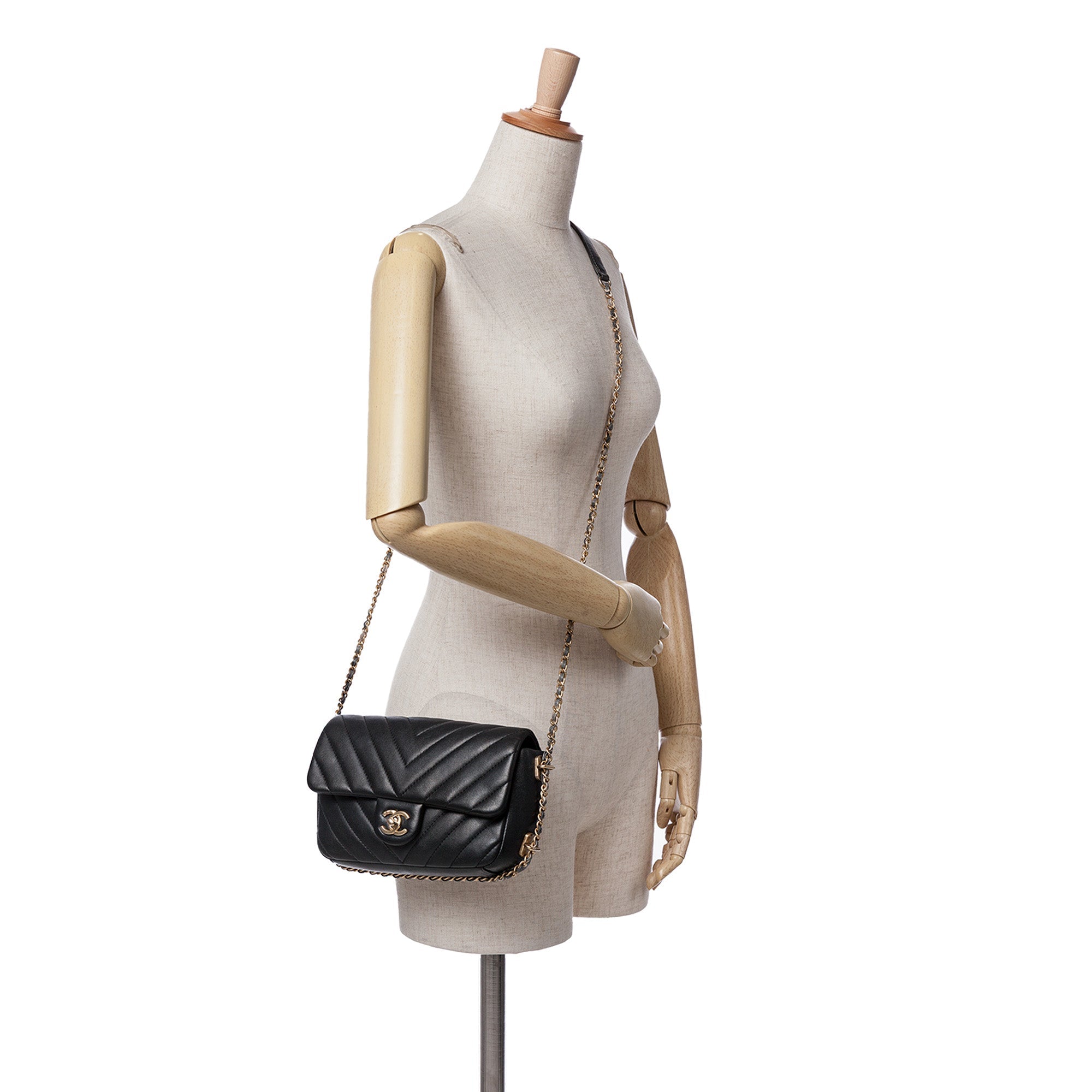 Chanel Mini Rectangular Chevron Lambskin Chain Around Flap - The Boutique