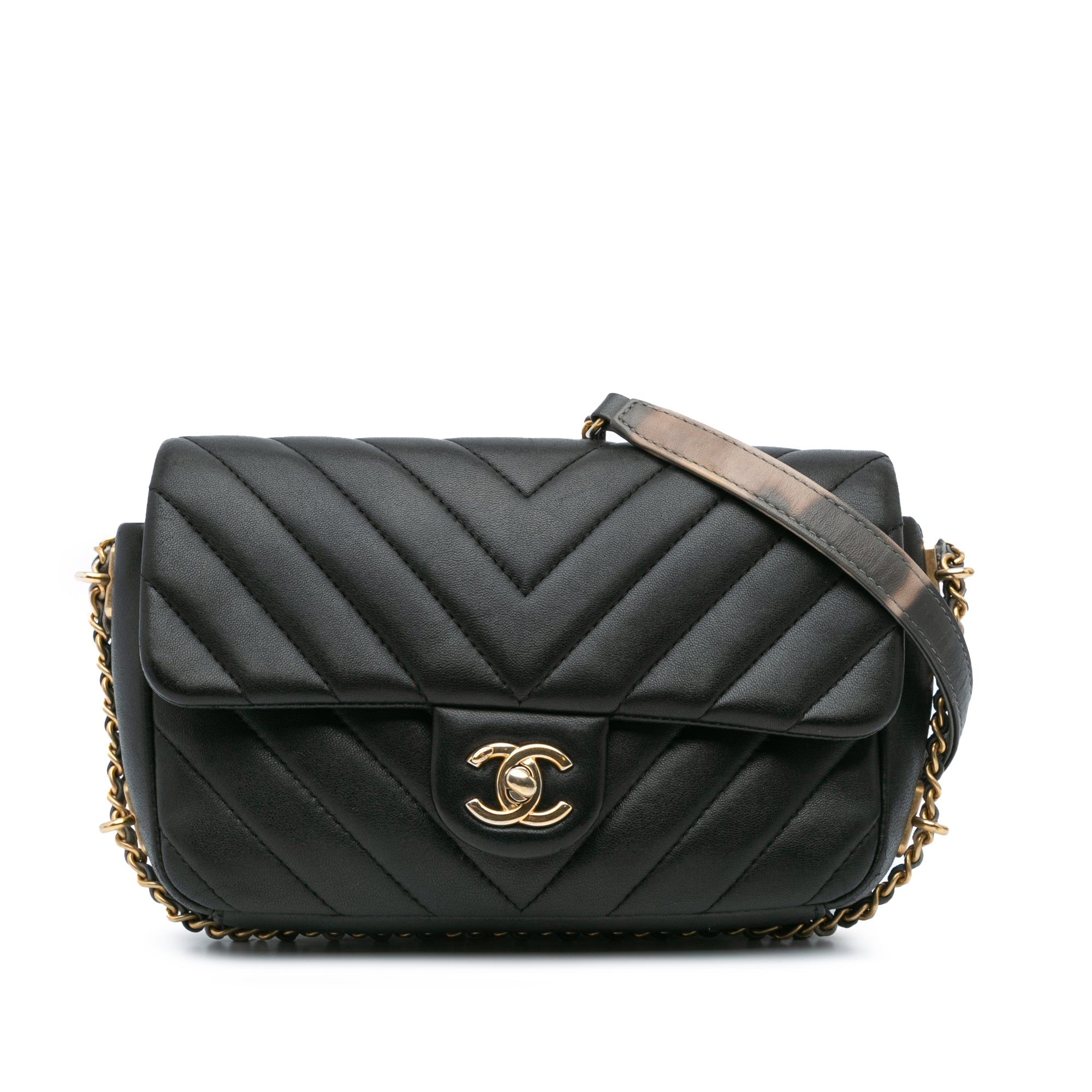 Chanel Mini Rectangular Chevron Lambskin Chain Around Flap - The Boutique