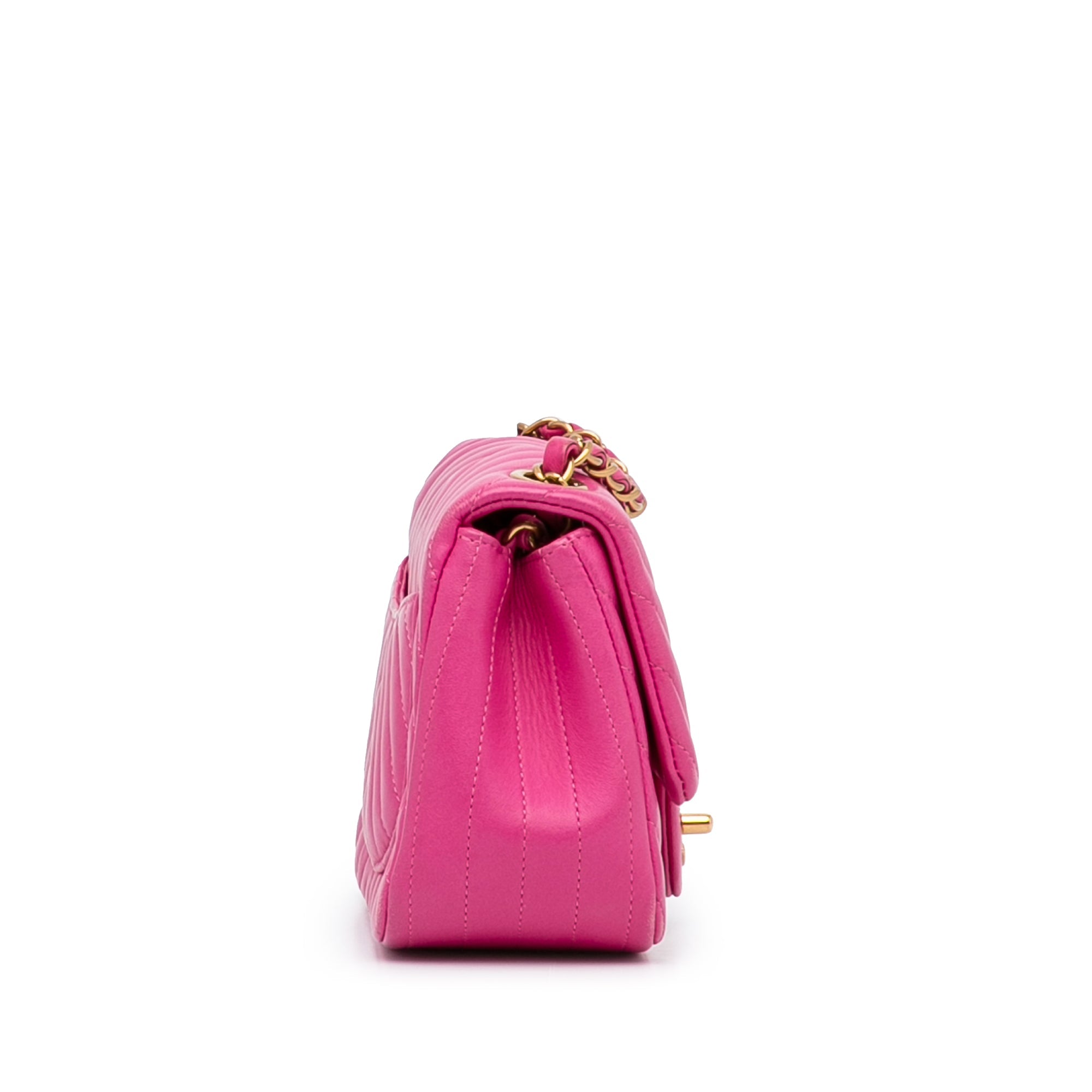 Chanel Mini Square Classic Chevron Lambskin Single Flap - The Boutique