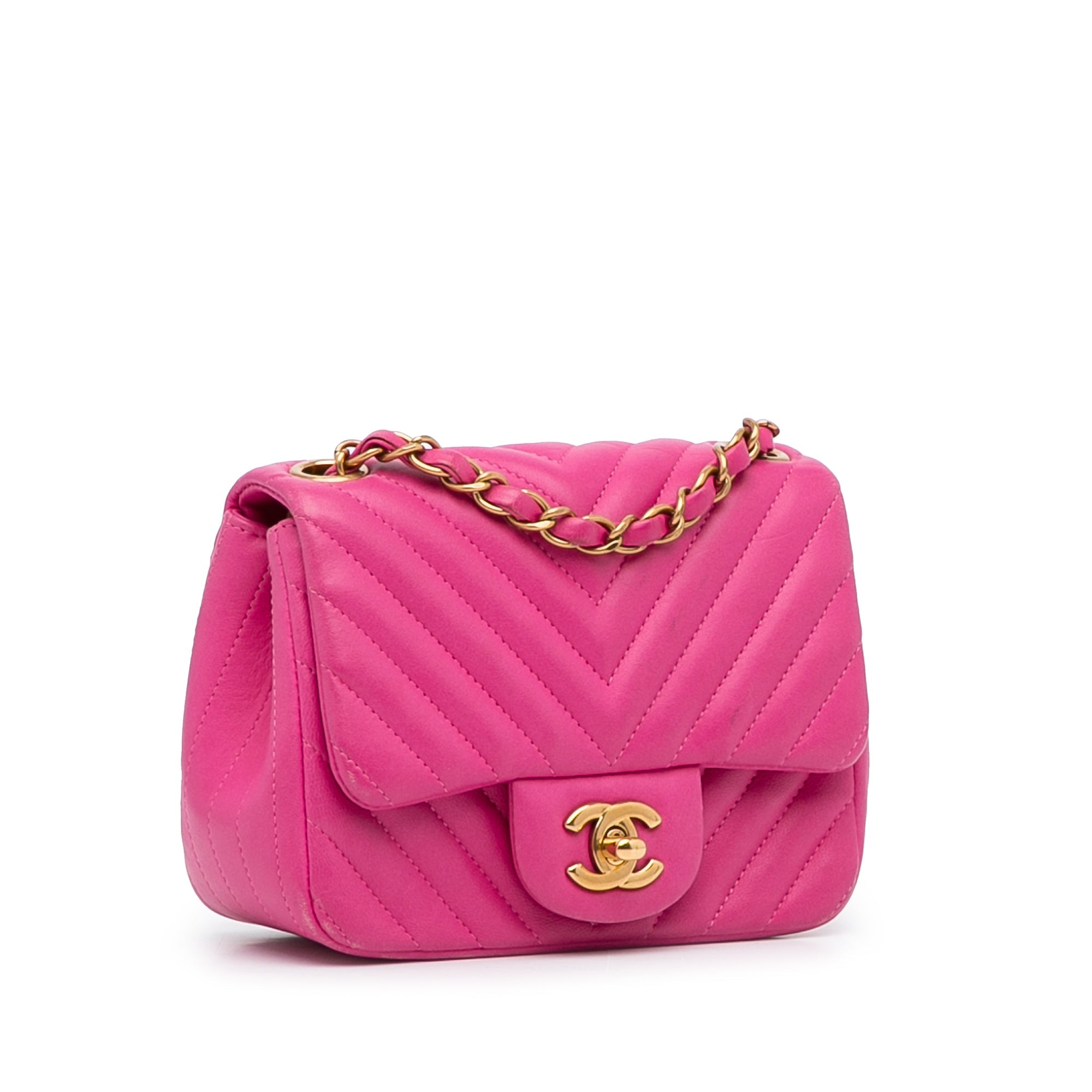 Chanel Mini Square Classic Chevron Lambskin Single Flap - The Boutique