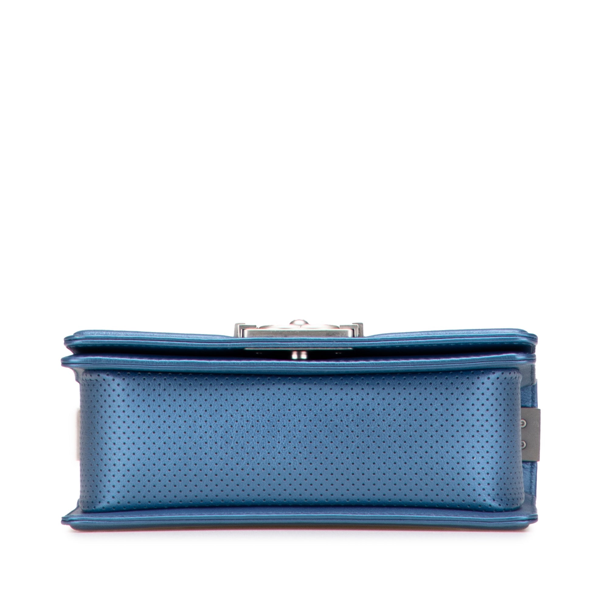 Chanel Small Quilted Perforated Metallic Lambskin Boy Flap - The Boutique