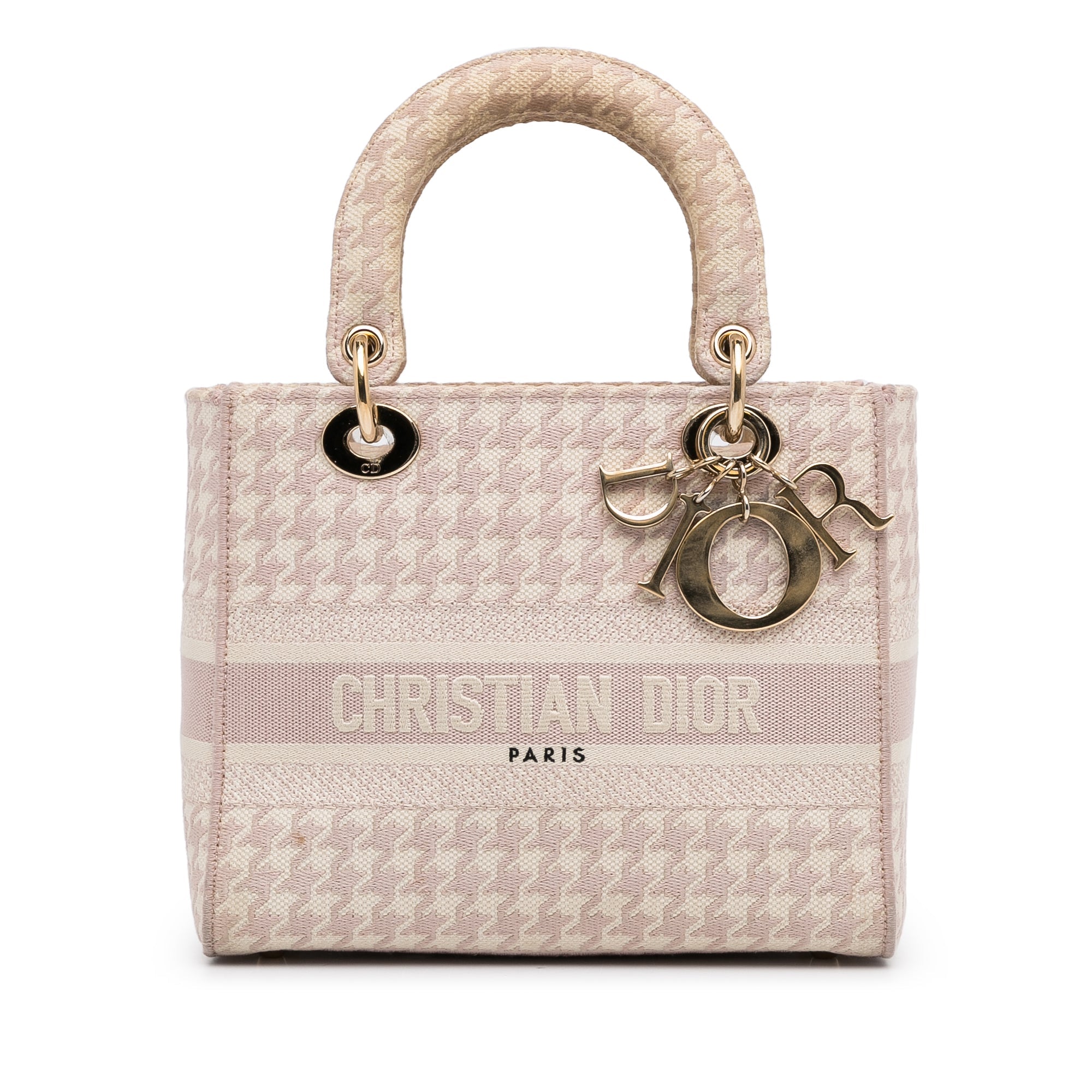 Dior Medium Embroidered Canvas Houndstooth Lady D Lite - The Boutique