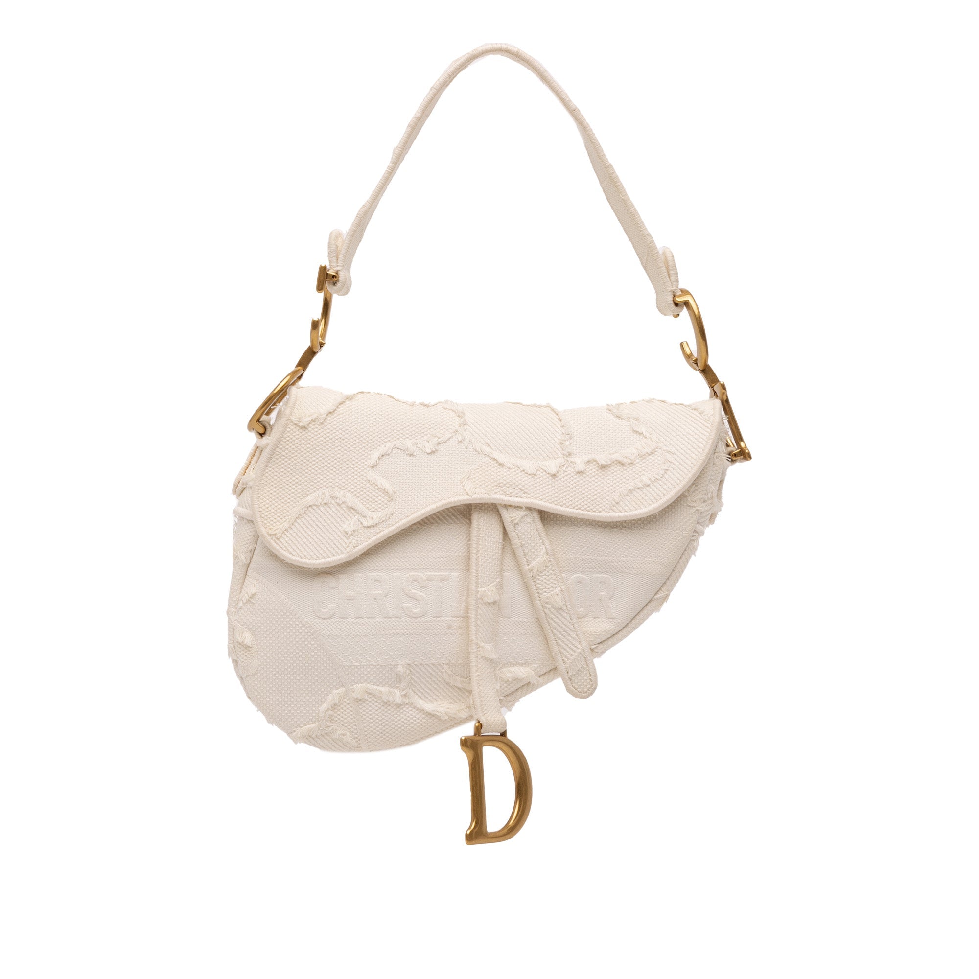 Dior Mini Canvas Embroidered Camouflage Saddle Bag - The Boutique