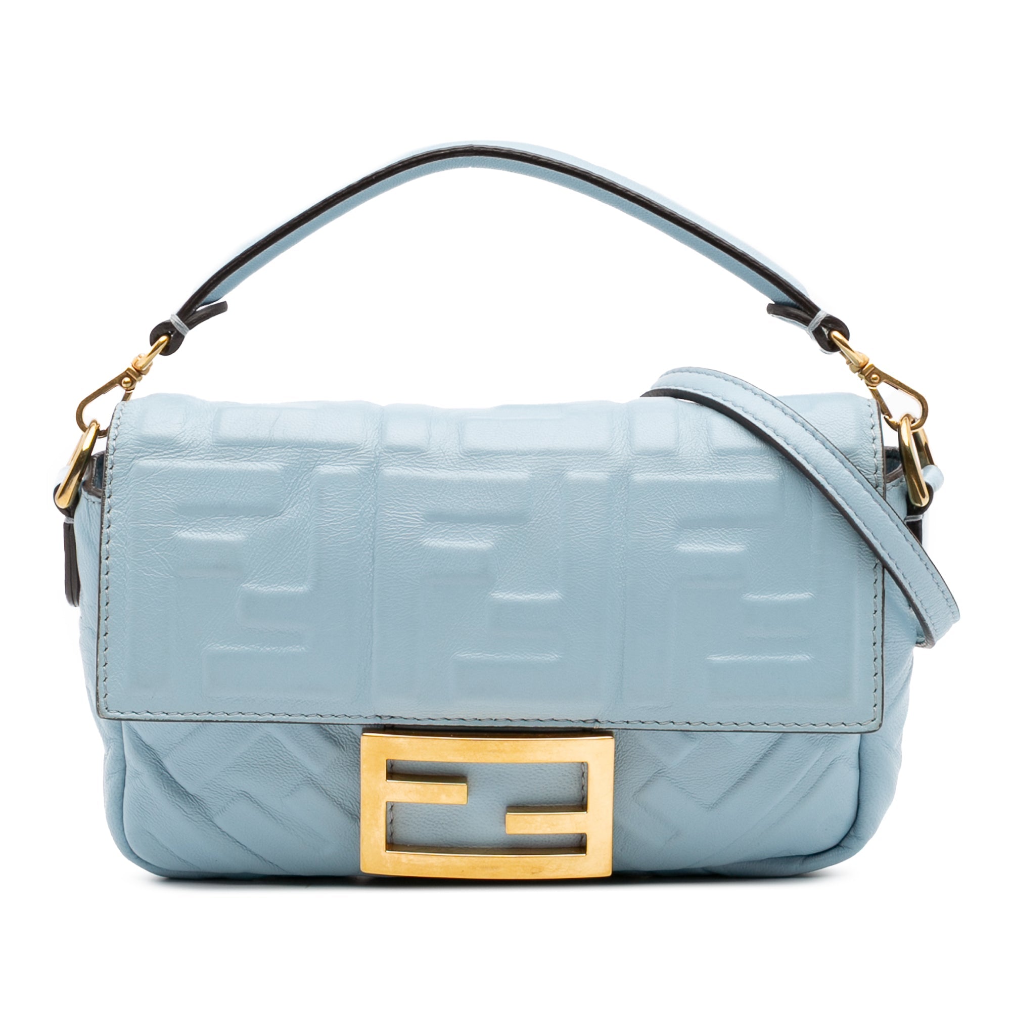 Fendi Mini Zucca Embossed Leather Baguette Satchel - The Boutique