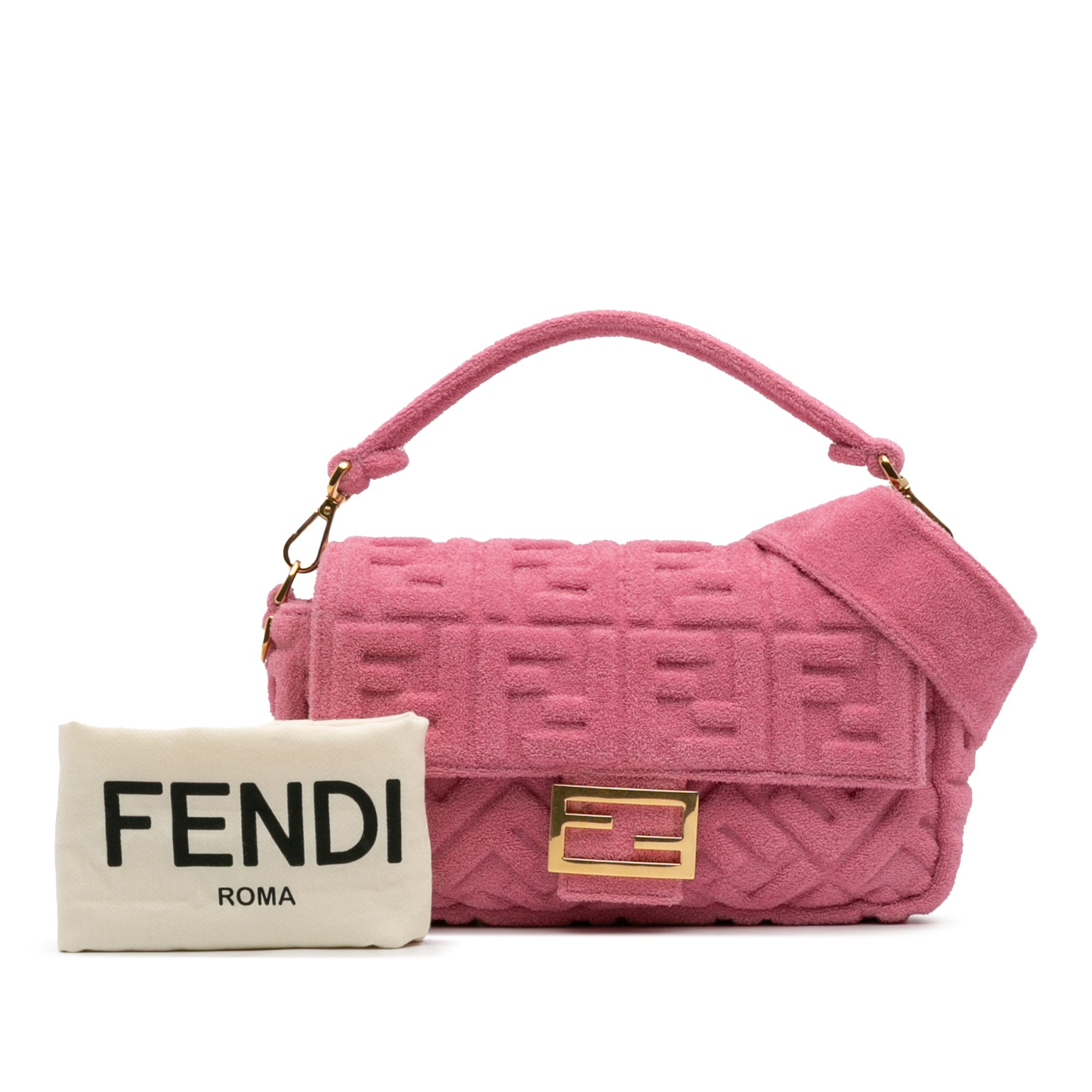 Fendi Zucca Embossed Terry Cloth Baguette Satchel - The Boutique