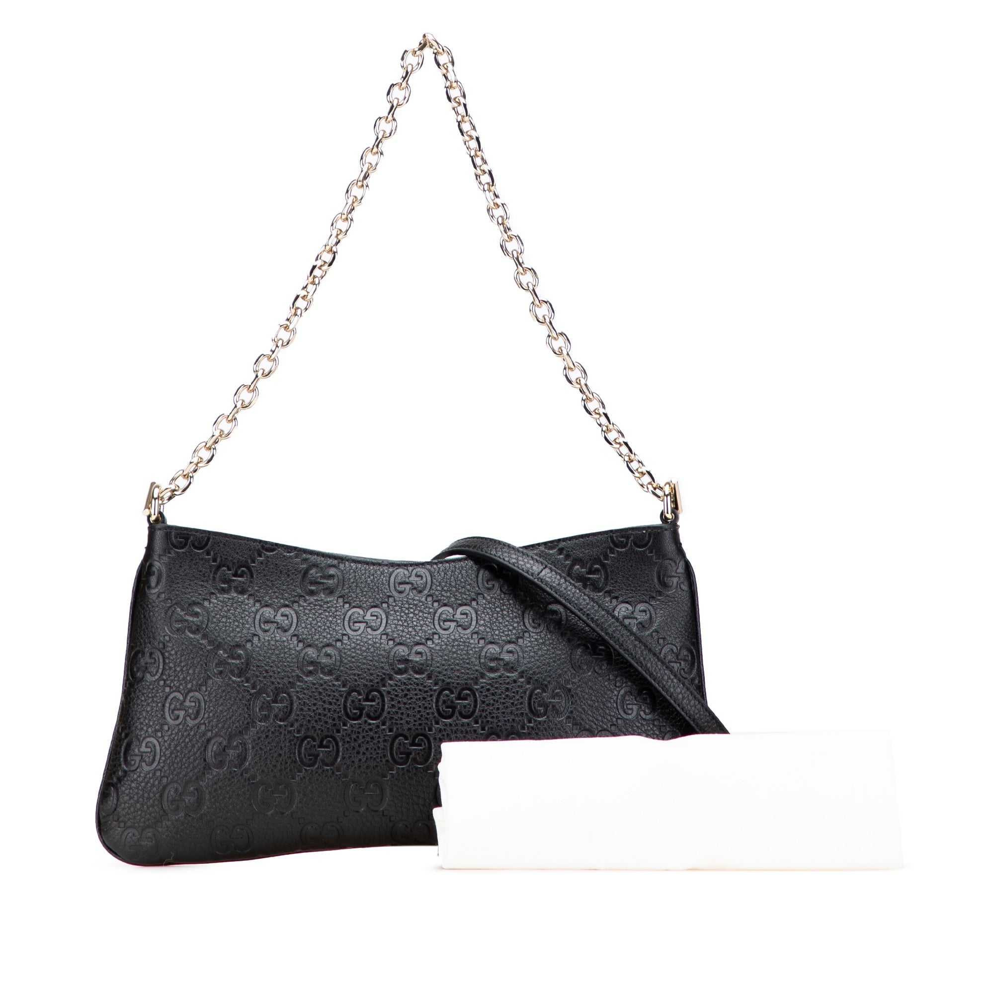 Gucci Medium GG Emblem Embossed Leather Shoulder Bag - The Boutique