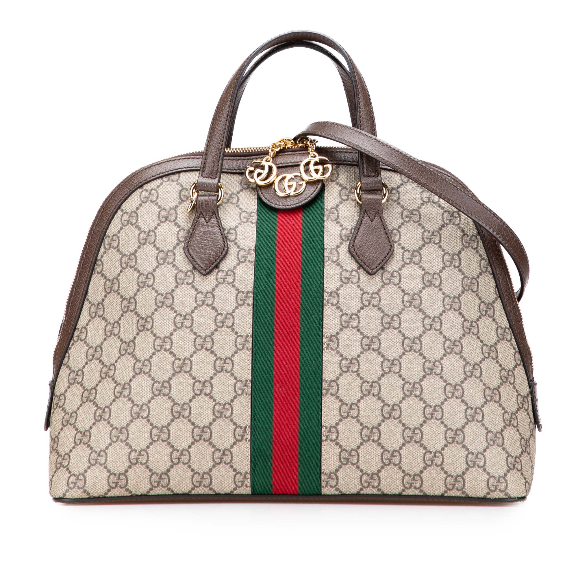 Gucci Medium GG Supreme Ophidia Web Satchel - The Boutique