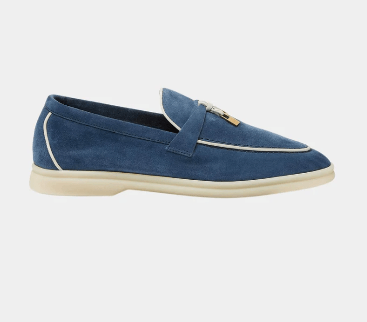 Loro Piana Summer Charms Walk Loafers Suede Goatskin "Ocean Heart" - The Boutique