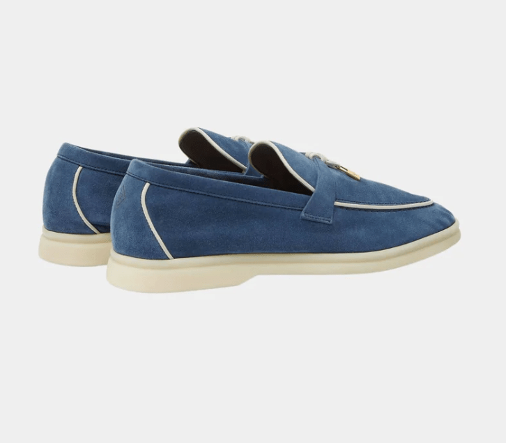 Loro Piana Summer Charms Walk Loafers Suede Goatskin "Ocean Heart" - The Boutique