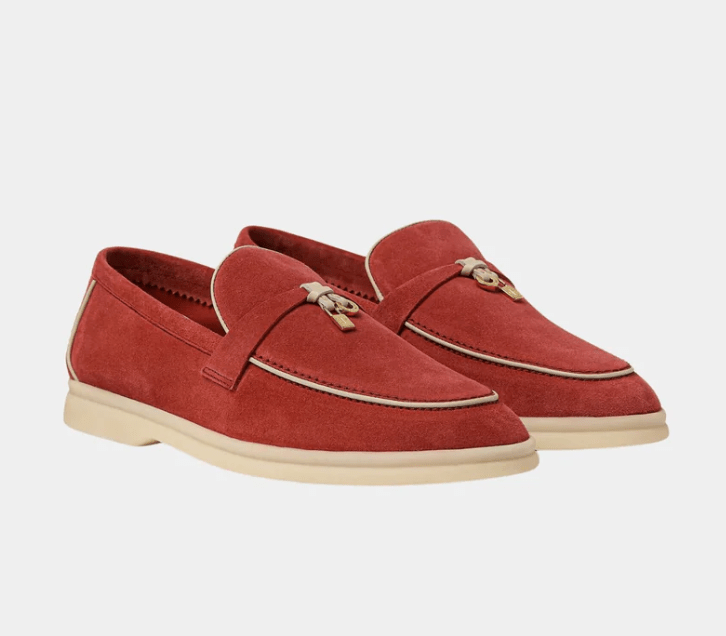 Loro Piana Summer Charms Walk Loafers Suede Goatskin "Windsor Red" - The Boutique
