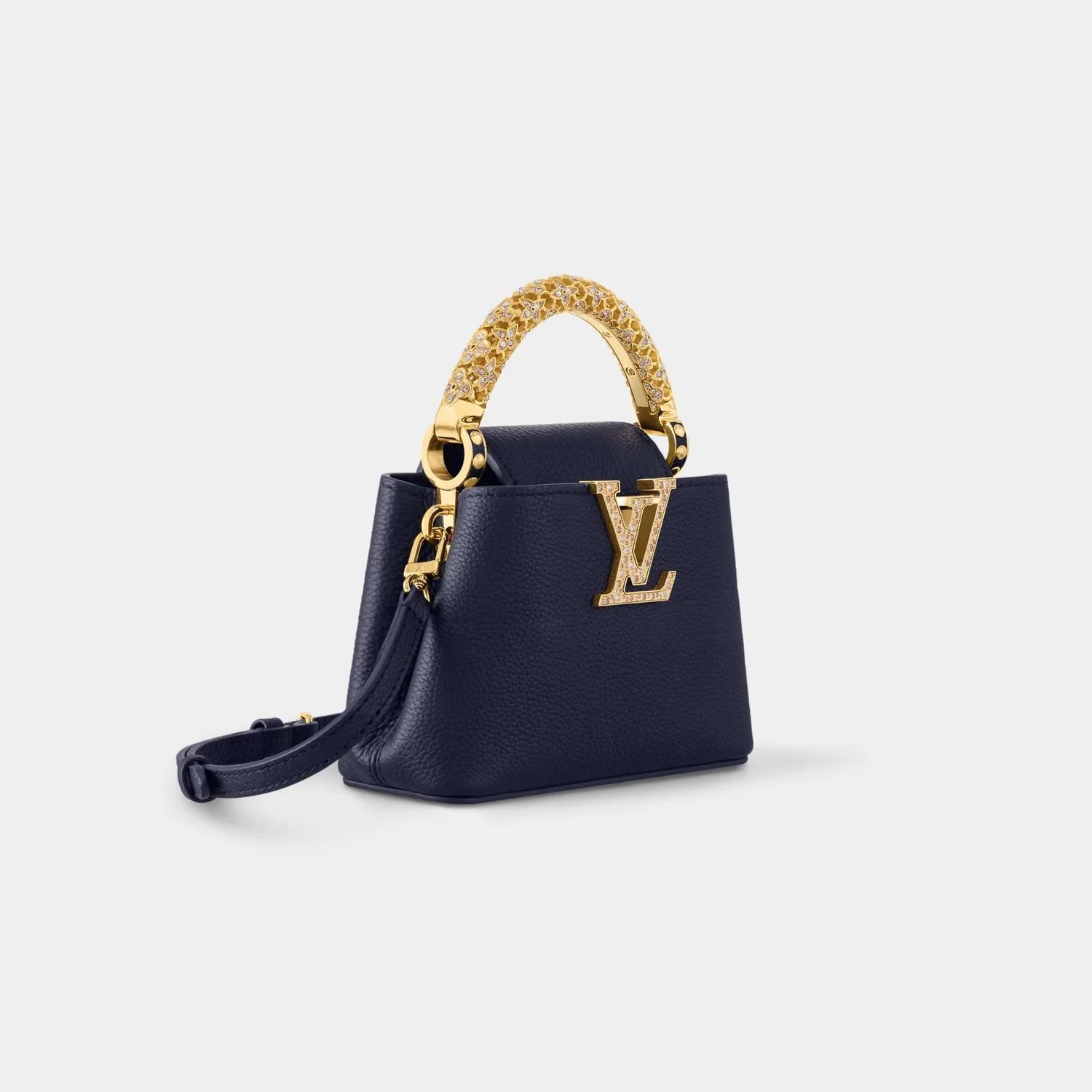 Louis Vuitton Capucines Nano in Sapphire Blue Taurillon Leather – Gold Hardware