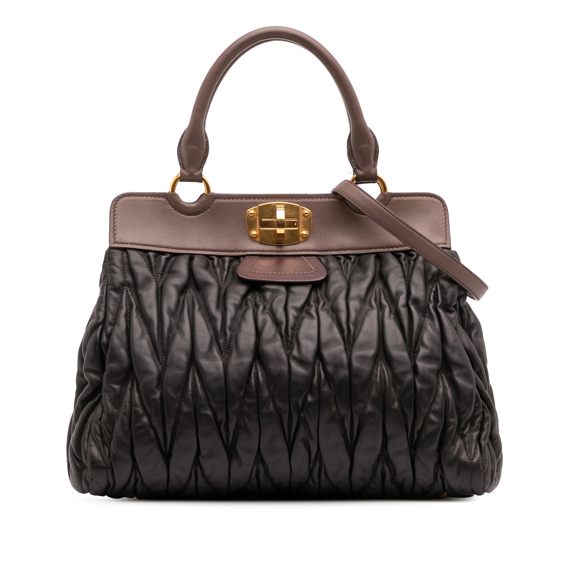 Miu Miu Matelasse Leather Turnlock Tote - The Boutique