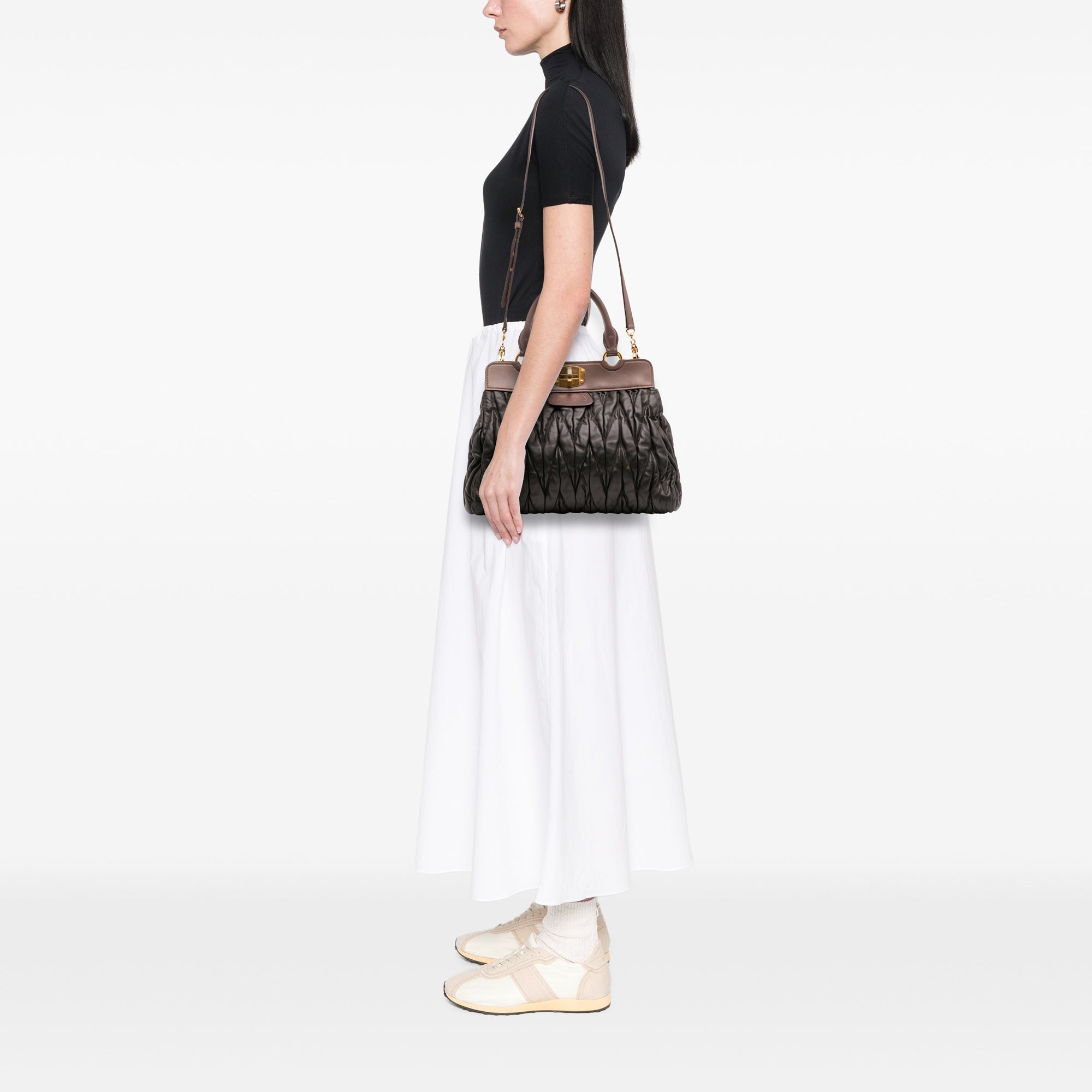 Miu Miu Matelasse Leather Turnlock Tote - The Boutique