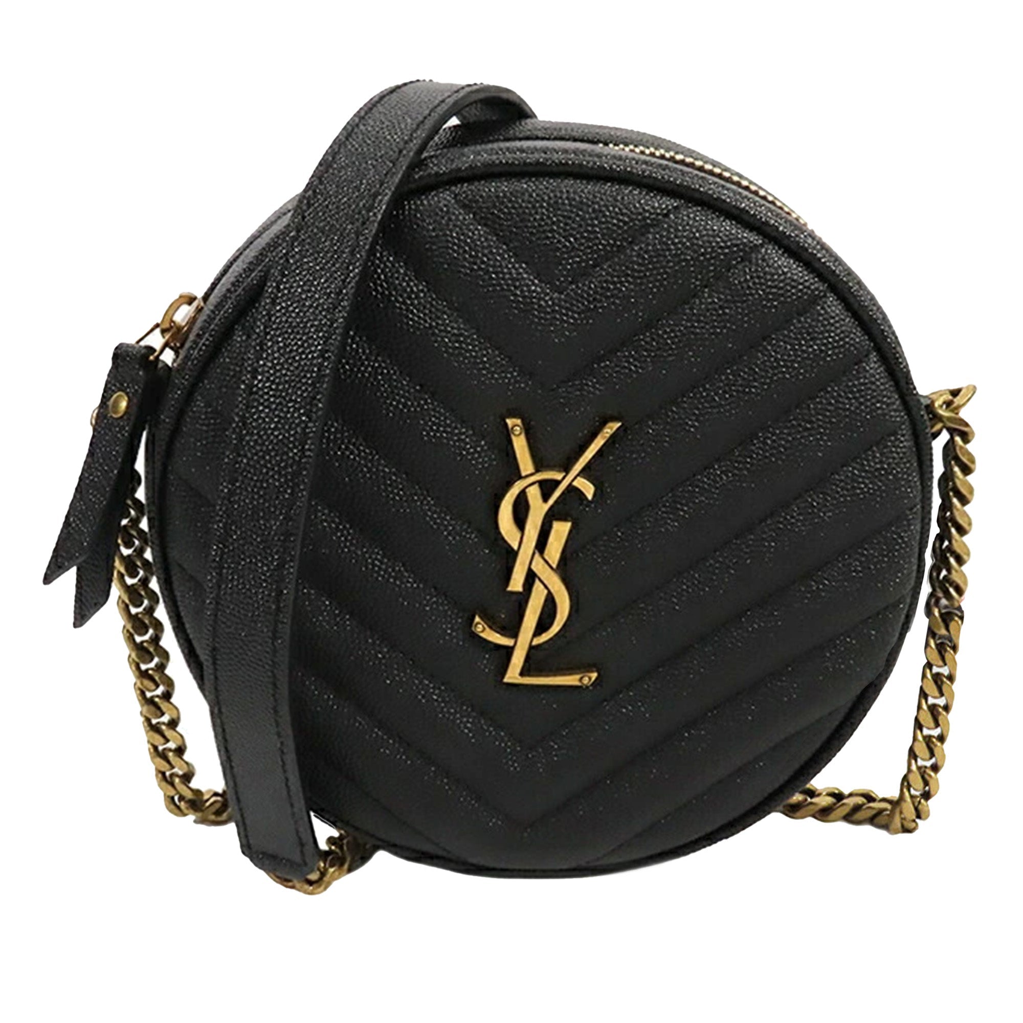 Saint Laurent Grain De Poudre Chevron Round Vinyle Camera Bag - The Boutique